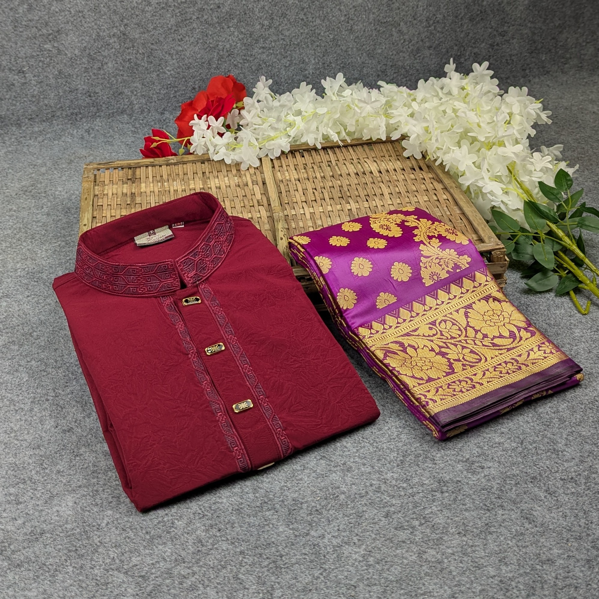Premium Couple Set (Panjabi, Katan Saree)