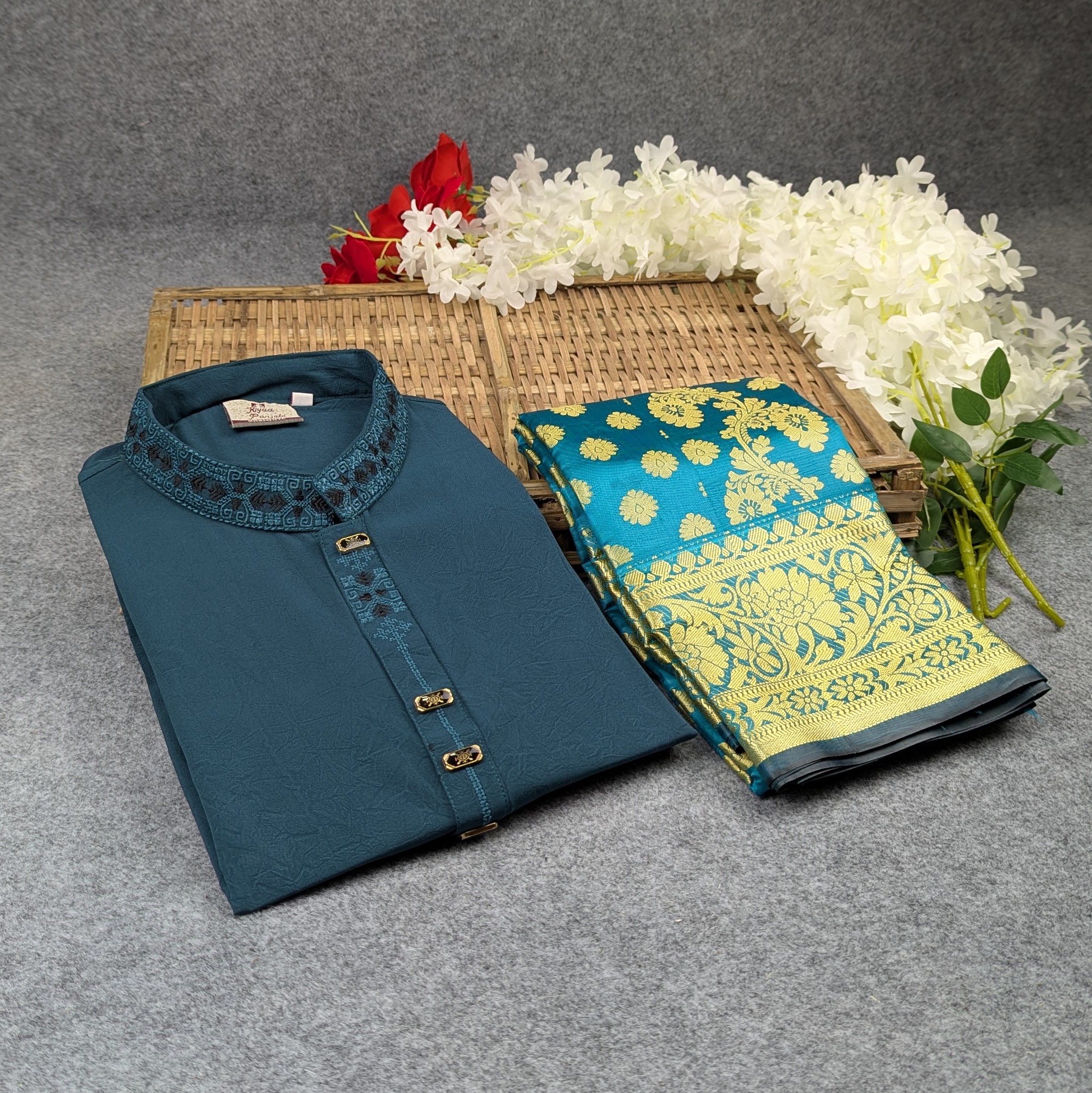 Premium Couple Set (Panjabi, Katan Saree)