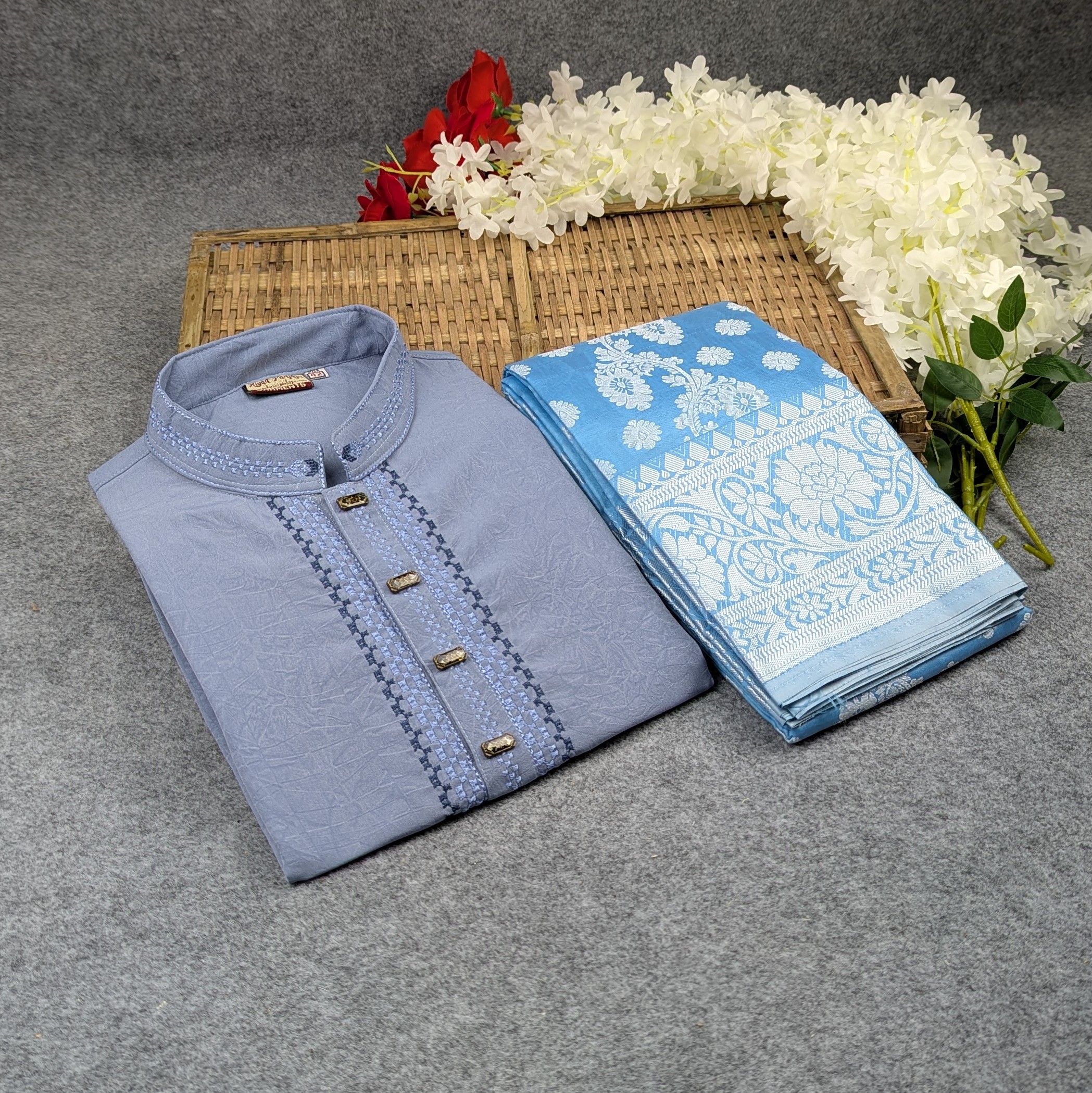 Premium Couple Set (Panjabi, Katan Saree)